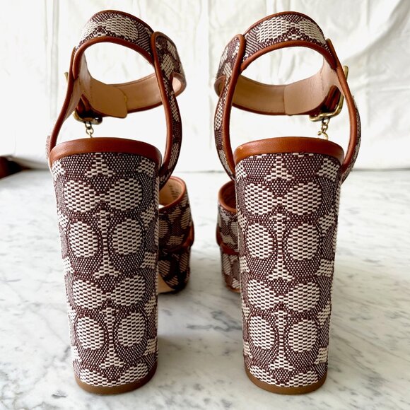Coach Nelly Text Signature Jacquard Platform Sandal - Size 10 - Picture 8 of 10